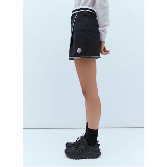 MONCLER Wraparound Mini Skirt logo-patch wrap tennis skirt Small S New NWT - Picture 4 of 15